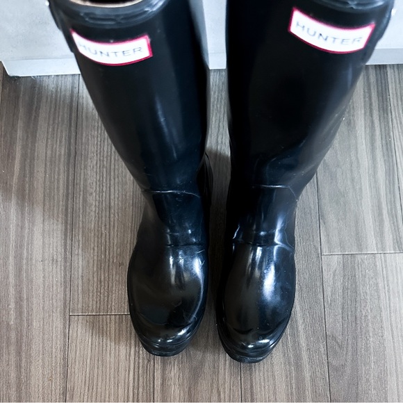 Hunter Boots Original Tall Gloss Rain Boots - 5M / 6F / UE37 - Picture 4 of 8